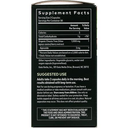 Chaste Berry Vitex, Homeopati, Örter: Gaia Herbs, Vitex Berry, 60 Vegan Liquid Phyto-Caps