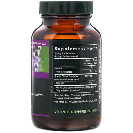 Chaste Berry Vitex, Homeopati, Örter: Gaia Herbs, Vitex Berry for Women, 120 Vegan Liquid Phyto-Caps