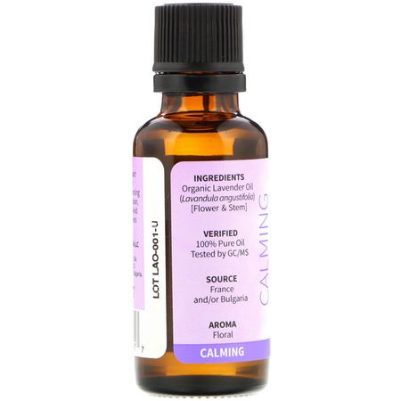 Lavendelolja, Eteriska Oljor, Aromaterapi, Bad: Garden of Life, 100% Organic & Pure, Essential Oils, Calming, Lavender, 1 fl oz (30 ml)
