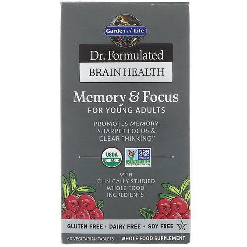 Garden of Life, Dr. Formulated Brain Health, Memory & Focus for Young Adults, 60 Vegetarian Tablets Review