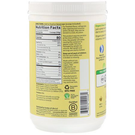 Dryckförstärkare, Krämare, Mct-Olja, Vikt: Garden of Life, Dr. Formulated Keto Organic Grass Fed Butter Powder, 10.58 oz (300 g)