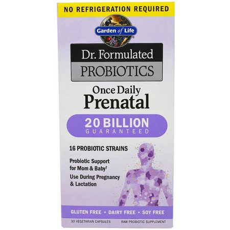Post-Natal, Pre, Kvinnors Hälsa, Kosttillskott: Garden of Life, Dr. Formulated Probiotics, Once Daily Prenatal, 30 Veggie Caps