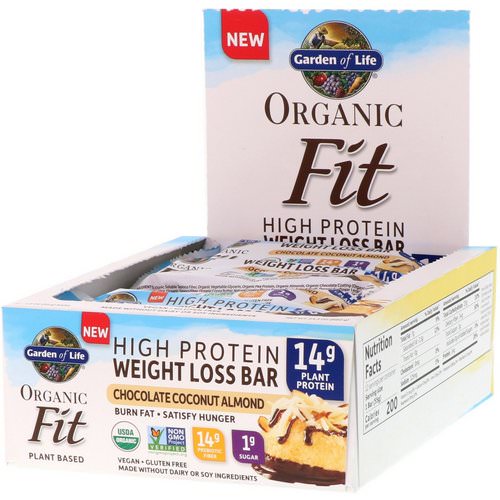 Garden of Life, Organic Fit, High Protein Weight Loss Bar, Chocolate Coconut Almond, 12 Bars, 1.9 oz (55 g) Each Review