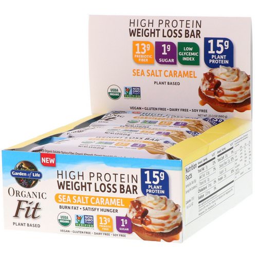 Garden of Life, Organic Fit High Protein Weight Loss Bar, Sea Salt Caramel, 12 Bars, 1.9 oz (55 g) Each Review
