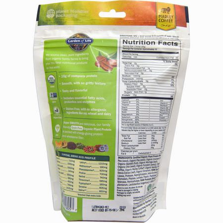 Växtbaserat, Växtbaserat Protein, Sportnäring: Garden of Life, Organic Plant Protein, Grain Free, Smooth Coffee, 9 oz (260 g)