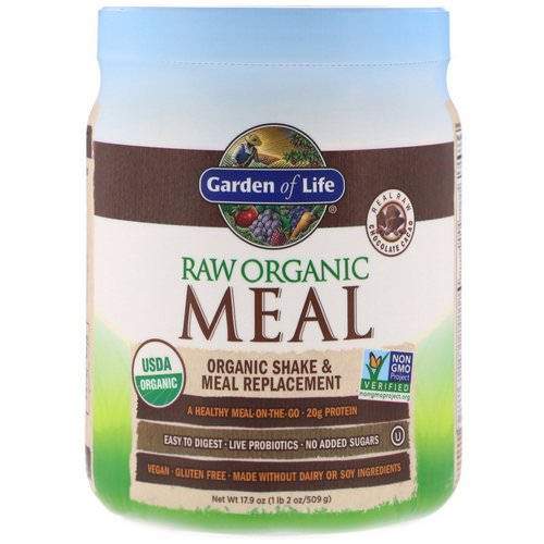 Garden of Life, RAW Organic Meal, Organic Shake & Meal Replacement, Chocolate Cacao, 1.1 lbs (509 g) Review