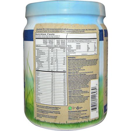 Växtbaserat, Växtbaserat Protein, Sportnäring, Måltidsersättningar: Garden of Life, RAW Organic Meal, Organic Shake & Meal Replacement, Vanilla, 16.7 oz (475 g)