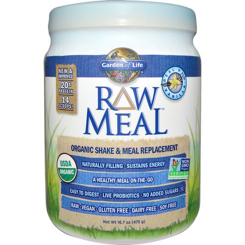 Garden of Life, RAW Organic Meal, Organic Shake & Meal Replacement, Vanilla, 16.7 oz (475 g) Review