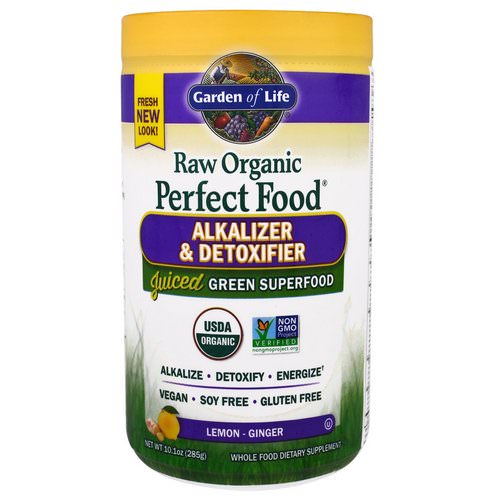 Garden of Life, Raw Organic Perfect Food, Alkalizer & Detoxifier, Lemon-Ginger, 10.1 oz (285 g) Review