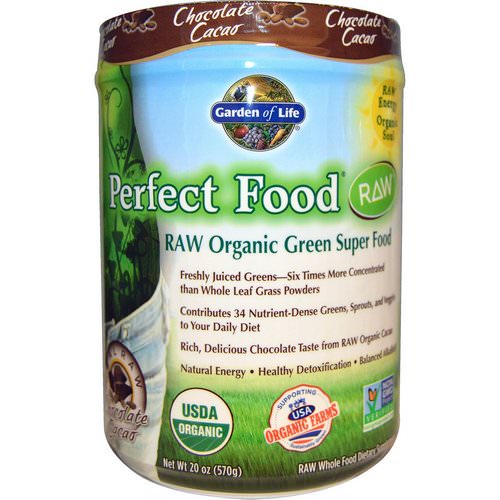 Garden of Life, Raw Organic Perfect Food Green Super Food, Chocolate Cacao, 1.25 lbs (570 g) Review