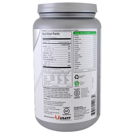 Vassleprotein, Idrottsnäring: Garden of Life, Sport, Certified Grass Fed Whey Protein, Vanilla, 1.4 lbs (652 g)