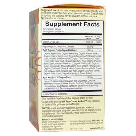 D3 Cholecalciferol, D-Vitamin, Vitaminer, Kosttillskott: Garden of Life, Vitamin Code, RAW D3, 5,000 IU, 60 Vegetarian Capsules
