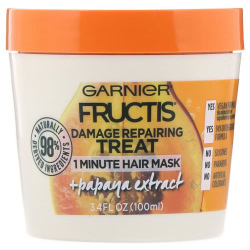 Garnier, Fructis, Damage Repairing Treat, 1 Minute Hair Mask, + Papaya Extract, 3.4 fl oz (100 ml) Review