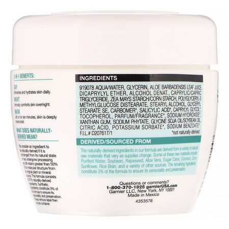 Ansiktsmasker, Ansiktsfuktare, Hudvård: Garnier, SkinActive, Hydrating 3-in-1 Moisturizer with Aloe Juice, 6.75 fl oz (200 ml)