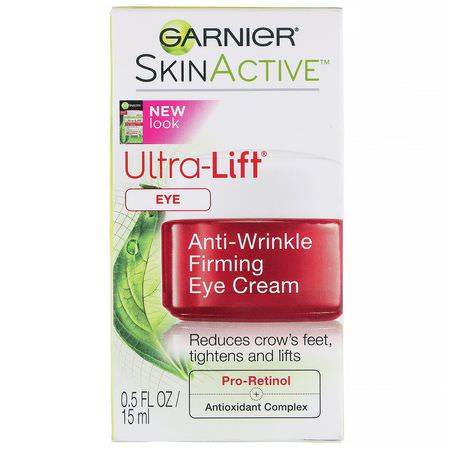 Behandlingar, Ögonkräm, Ögonvård, Hudvård: Garnier, SkinActive, Ultra-Lift, Anti-Wrinkle Firming Eye Cream, 0.5 fl oz (15 ml)