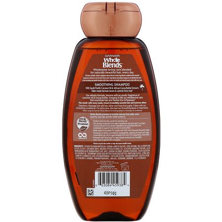 Balsam, Schampo, Hår: Garnier, Whole Blends, Coconut Oil & Cocoa Butter Smoothing Shampoo, 12.5 fl oz (370 ml)
