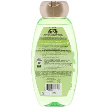 Balsam, Schampo, Hår: Garnier, Whole Blends, Refreshing Shampoo, Green Apple & Green Tea Extracts, 12.5 fl oz (370 ml)
