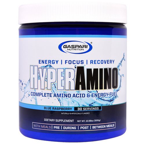 Gaspari Nutrition, HyperAmino, Blue Raspberry, 10.58 oz (300 g) Review
