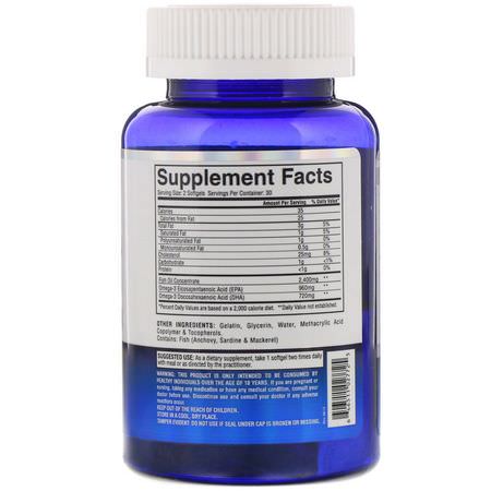 Omega, Sports Fish Oil, Sports Supplements, Sports Nutrition: Gaspari Nutrition, Omega-3, 2,400 mg, 60 Softgels