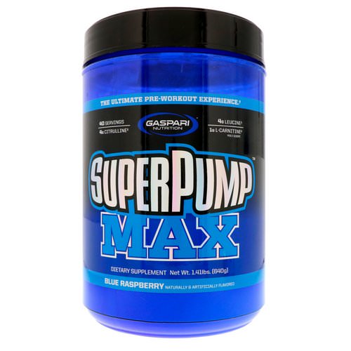 Gaspari Nutrition, SuperPump Max, Blue Raspberry Ice, 1.41 lbs (640 g) Review
