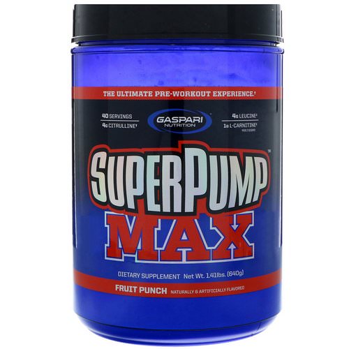 Gaspari Nutrition, SuperPump Max, The Ultimate Pre-Workout Supplement, Fruit Punch Blast, 1.41 lbs (640 g) Review