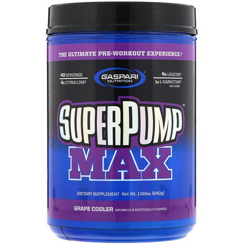 Gaspari Nutrition, SuperPump Max, The Ultimate Pre-Workout Supplement, Grape Cooler, 1.41 lbs (640 g) Review