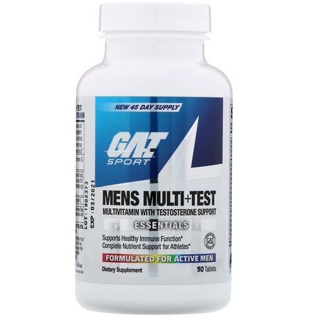 GAT Men's Multivitamins Testosterone - Testosteron, Multivitaminer För Män, Mäns Hälsa, Kosttillskott