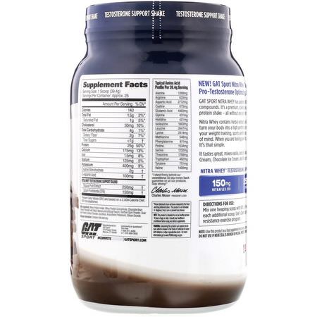 Vassleprotein, Idrottsnäring, Testosteron, Mäns Hälsa: GAT, Nitra Whey, Testosterone Support Shake, Chocolate Ice Cream, 2.17 lb (984.3 g)