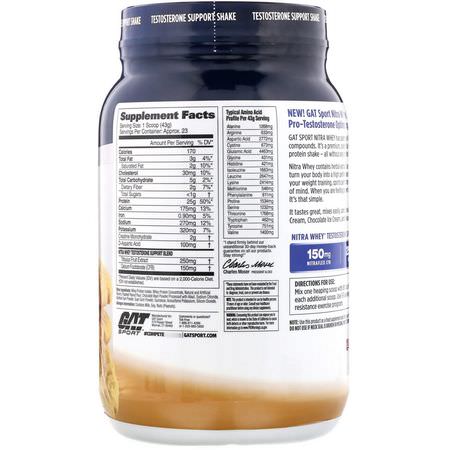 Vassleprotein, Idrottsnäring, Testosteron, Mäns Hälsa: GAT, Nitra Whey, Testosterone Support Shake, Peanut Butter Cookie, 2.18 lb (988.8 g)