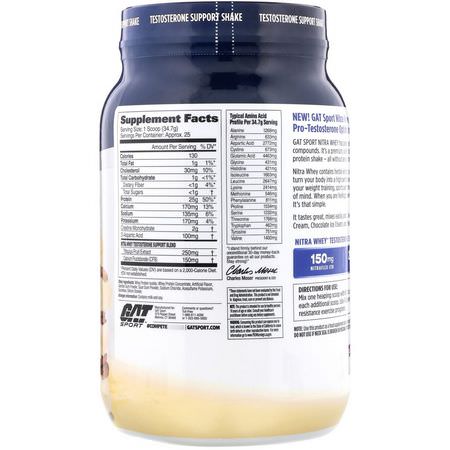 Vassleprotein, Idrottsnäring, Testosteron, Mäns Hälsa: GAT, Nitra Whey, Testosterone Support Shake, Vanilla Ice Cream, 1.91 lb (866.4 g)
