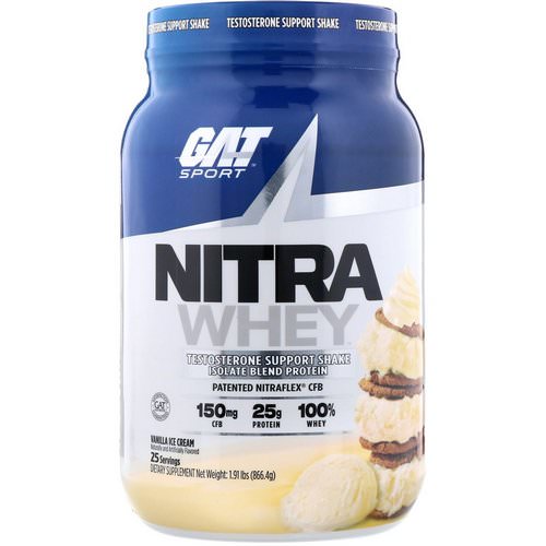 GAT, Nitra Whey, Testosterone Support Shake, Vanilla Ice Cream, 1.91 lb (866.4 g) Review
