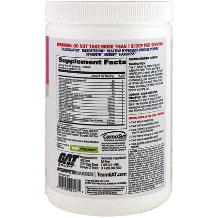 Kreatinmonohydrat, Kreatin, Muskelbyggare, Idrottsnäring: GAT, Nitraflex+C, Cotton Candy, 14.8 oz (420 g)