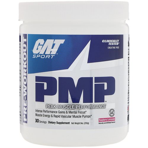 GAT, PMP, Pre-Workout, Peak Muscle Performance, Raspberry Lemonade, 9 oz (255 g) Review