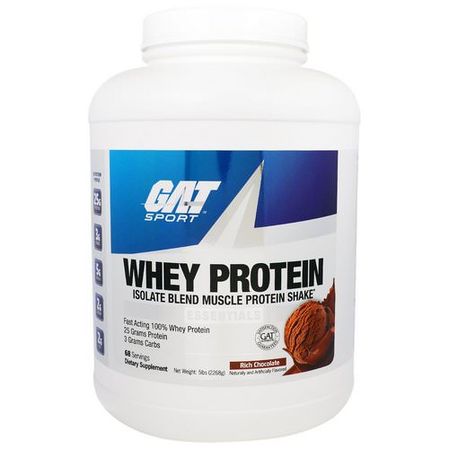 GAT, Whey Protein, Isolate Blend Muscle Protein Shake, Essentials, Rich Chocolate, 5 lbs (2268 g) Review