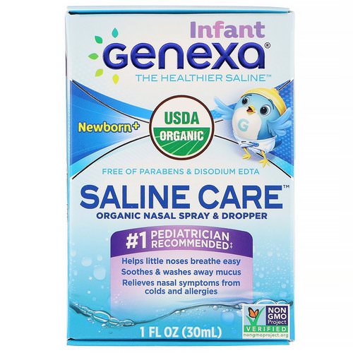 Genexa, Infant Saline Care, Organic Nasal Spray & Dropper, Newborn+, 1 fl oz (30 ml) Review