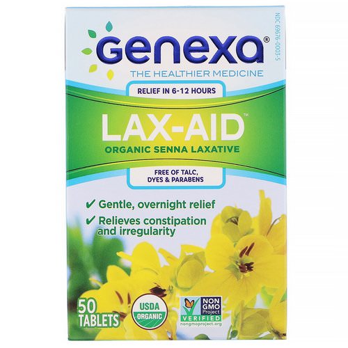 Genexa, Lax-Aid, Organic Senna Laxative, 50 Tablets Review