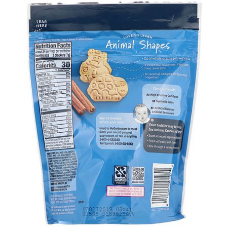 Fingermat, Barer, Mellanmål, Barnmatning: Gerber, Animal Crackers, Cinnamon Graham, Toddler, 12+ Months, 6 oz (170 g)