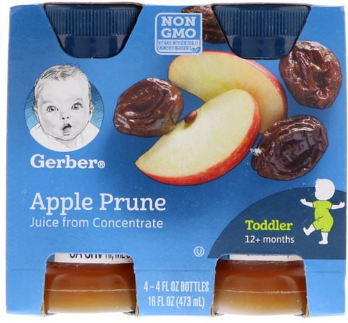 Gerber, Apple Prune Juice, Toddler, 12+ Months, 4 Pack, 16 fl oz (473 ml) Review