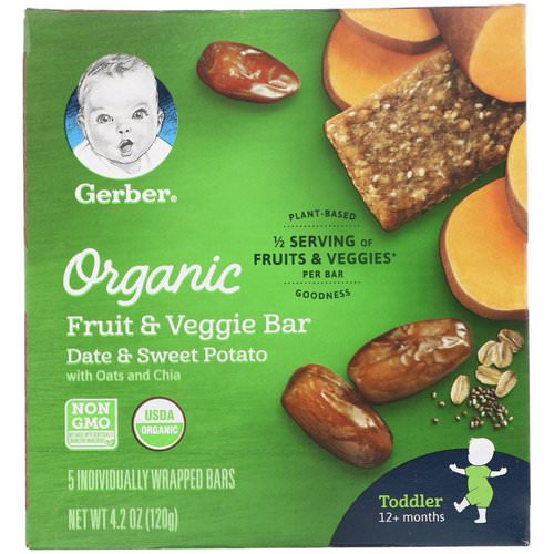 Gerber, Organic Fruit & Veggie Bar, 12+ months, Date & Sweet Potato, 5 Individually Wrapped Bars, 4.2 oz (120 g) Review