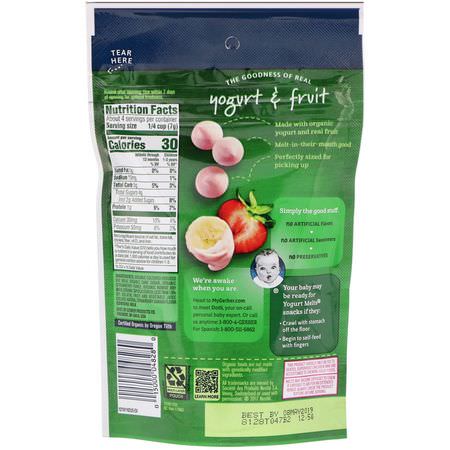 Fingermat, Barer, Mellanmål, Barnmatning: Gerber, Organic, Yogurt Melts, Banana Strawberry, 1.0 oz (28 g)