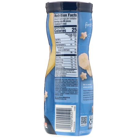 Fingermat, Barer, Mellanmål, Barnmatning: Gerber, Puffs Cereal Snack, Crawler, 8+ Months, Banana, 1.48 oz (42 g)