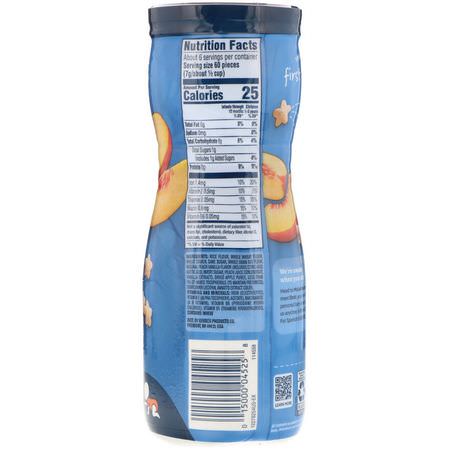 Fingermat, Barer, Mellanmål, Barnmatning: Gerber, Puffs Cereal Snack, Crawler, 8+ Months, Peach, Crawler, 1.48 oz (42 g)