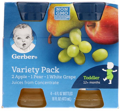 Gerber, Variety Juice Pack, Toddler, 12+ Months, 4 Pack, 4 fl oz (118 ml) Each Review