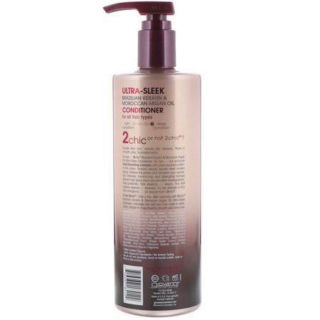 Balsam, Hårvård, Bad: Giovanni, 2chic, Ultra-Sleek Conditioner, for All Hair Types, Brazilian Keratin & Argan Oil, 24 fl oz (710 ml)