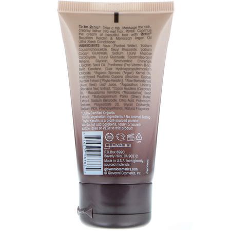 Schampo, Hårvård, Bad: Giovanni, 2chic, Ultra-Sleek Shampoo, for All Hair Types, Brazilian Keratin & Argan Oil, 1.5 fl oz (44 ml)