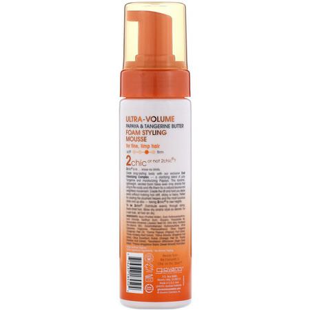 Styling Mousse, Hair Styling, Hair Care, Bath: Giovanni, 2chic, Ultra-Volume Foam Styling Mousse, for Fine Limp Hair, Papaya & Tangerine Butter, 7 fl oz (207 ml)