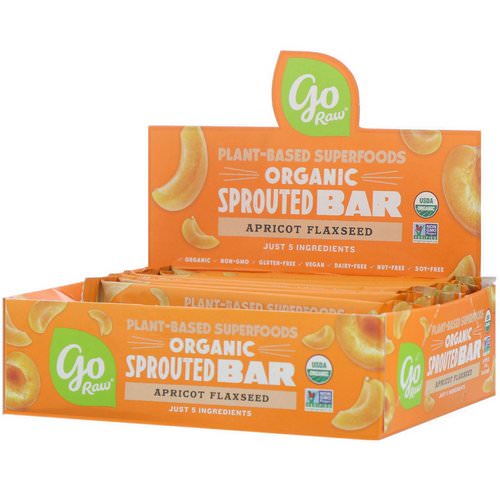 Go Raw, Organic Sprouted Bar, Apricot Flaxseed, 10 Bars, 0.4 oz (11 g) Each Review