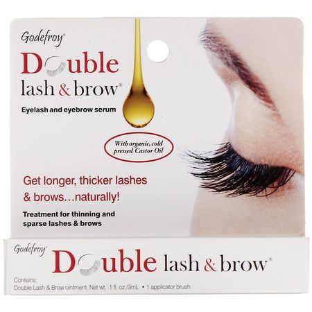 Gels, Brow Pencils, Lashes, Mascara: Godefroy, Double Lash & Brow, Eyelash and Eyebrow Serum, 0.1 fl oz (3 ml)