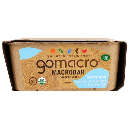 Iherb: GoMacro, Macrobar, Everlasting Joy, Coconut + Almond Butter + Chocolate Chips, 12 Bars, 2.3 oz (65 g) Each