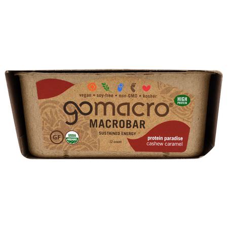 Iherb: GoMacro, Macrobar, Protein Paradise, Cashew Caramel, 12 Bars, 2.1 oz (60 g) Each